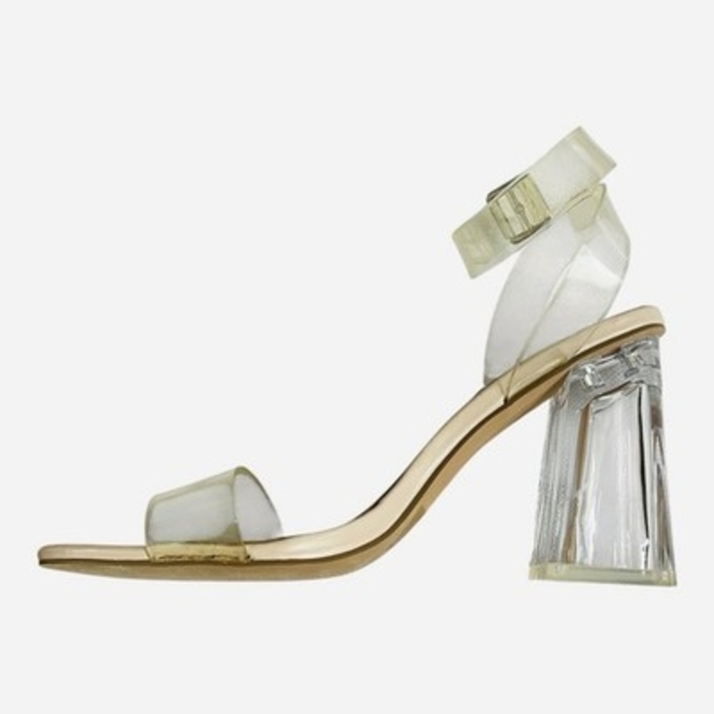 Steve Madden Camille Women's Clear Block Heel Ankle Strap Sandals Sz 8.5 - Picture 3 of 7